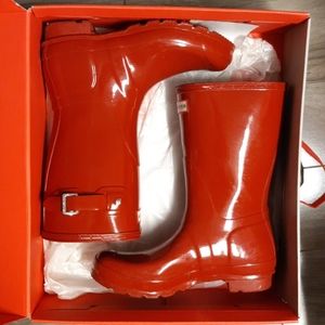 Military Red short gloss Hunter rubber boots